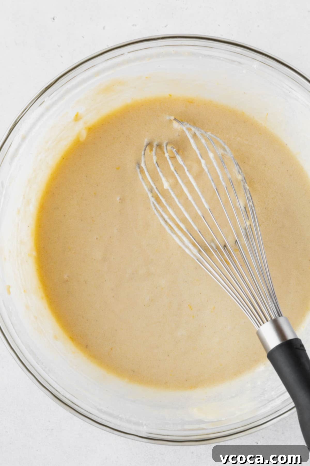 Luscious Lemon Curd Cake 17 Completed lemon cake batter after whisking until smooth.