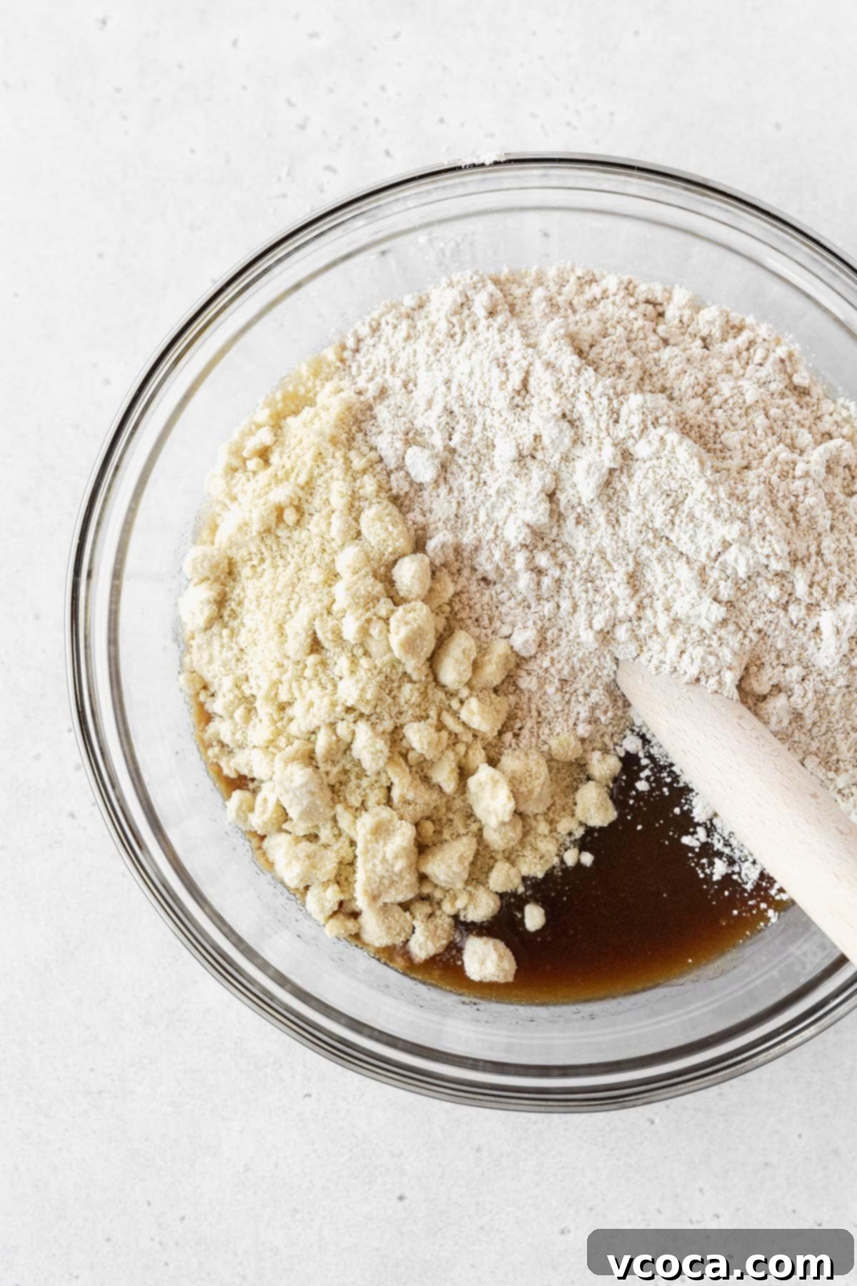 No-Bake Gluten-Free Cookie Dough 7 Step 2 for making vegan edible cookie dough -- almond and oat flours added to sugar-butter mixture.