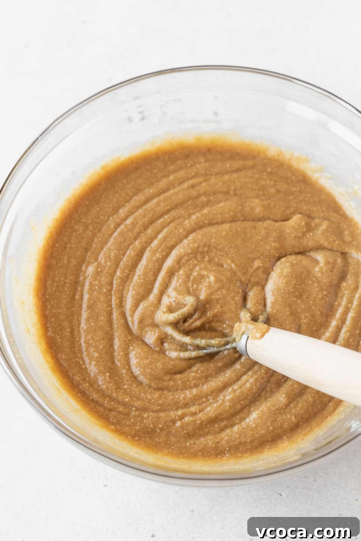 No-Bake Gluten-Free Cookie Dough 8 Vegan edible cookie dough batter after mixing in the flours — it still looks quite thin.