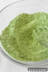 Dry ingredients to make matcha cake.