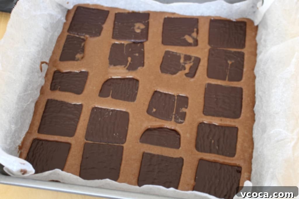 Fudgy After Eight Brownies 5 After Eight chocolates placed on brownie batter
