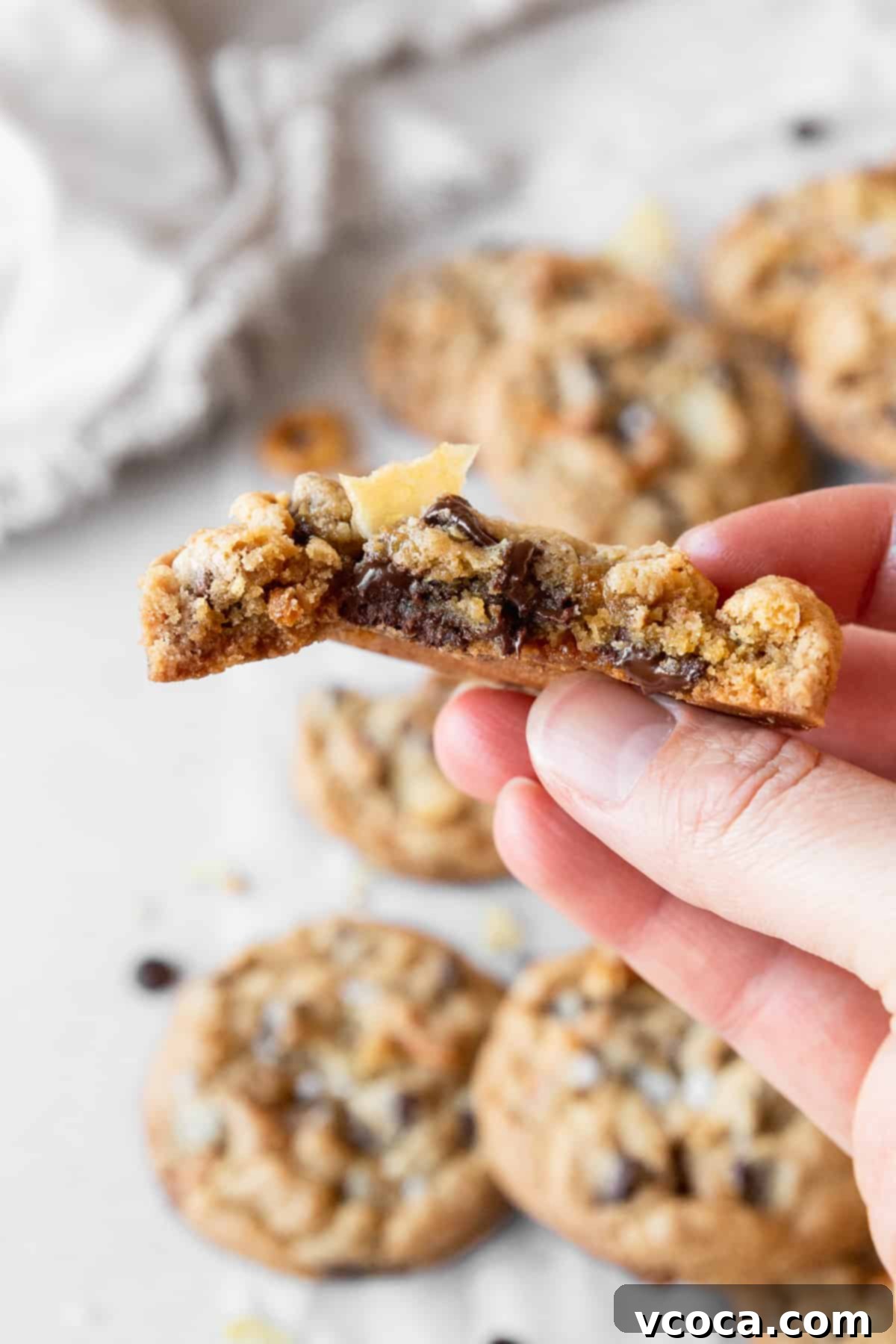 Pantry Raid Cookies 4 A hand holding a half eaten kitchen sink cookie.