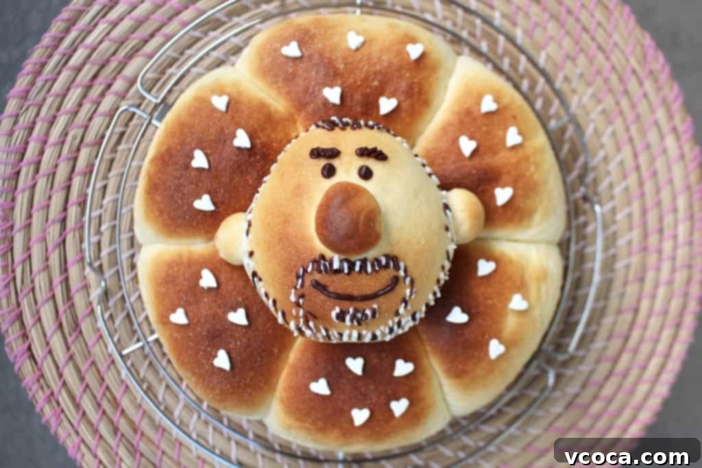 Cream Cheese & Blueberry Sweet Rolls 12 Finished 'dad's face' blueberry cream cheese bun centerpiece