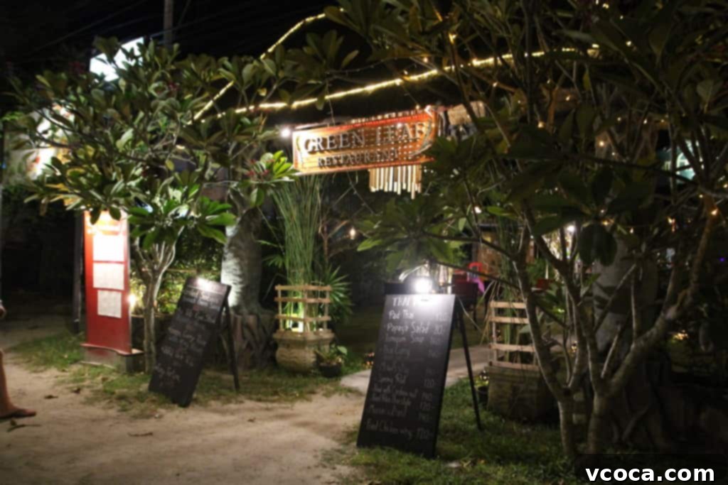 Our Koh Samui Honeymoon Delivered More Than Memories 17 The charming exterior of Green Leaf Restaurant, nestled among tropical plants in Koh Samui.