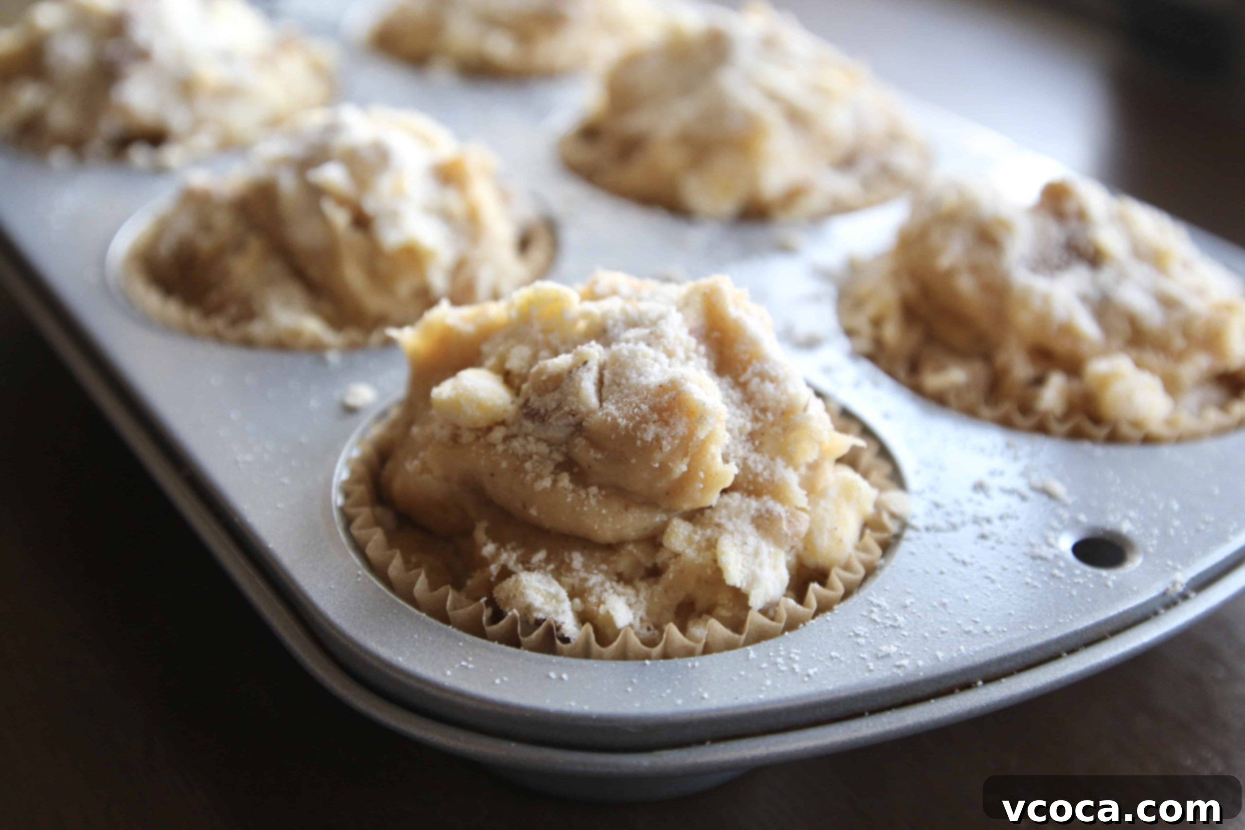 Apple Streusel Muffins 3 Apple muffin batter in a muffin tin