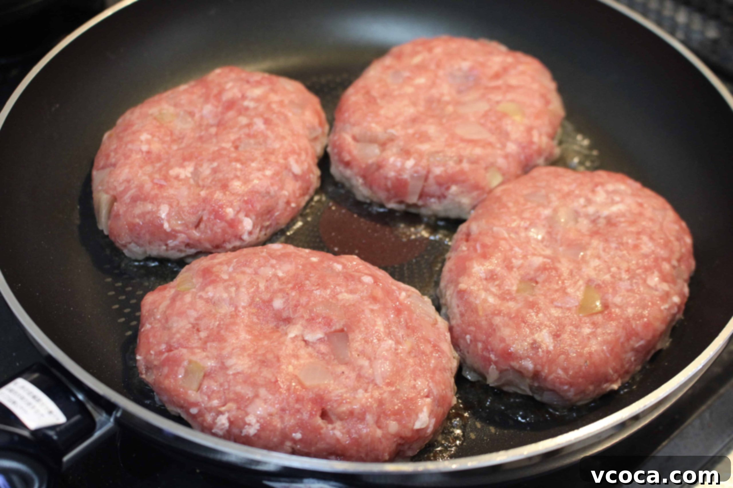 Creamy Mushroom Salisbury Steak 6 Four perfectly shaped Salisbury steak patties ready for cooking
