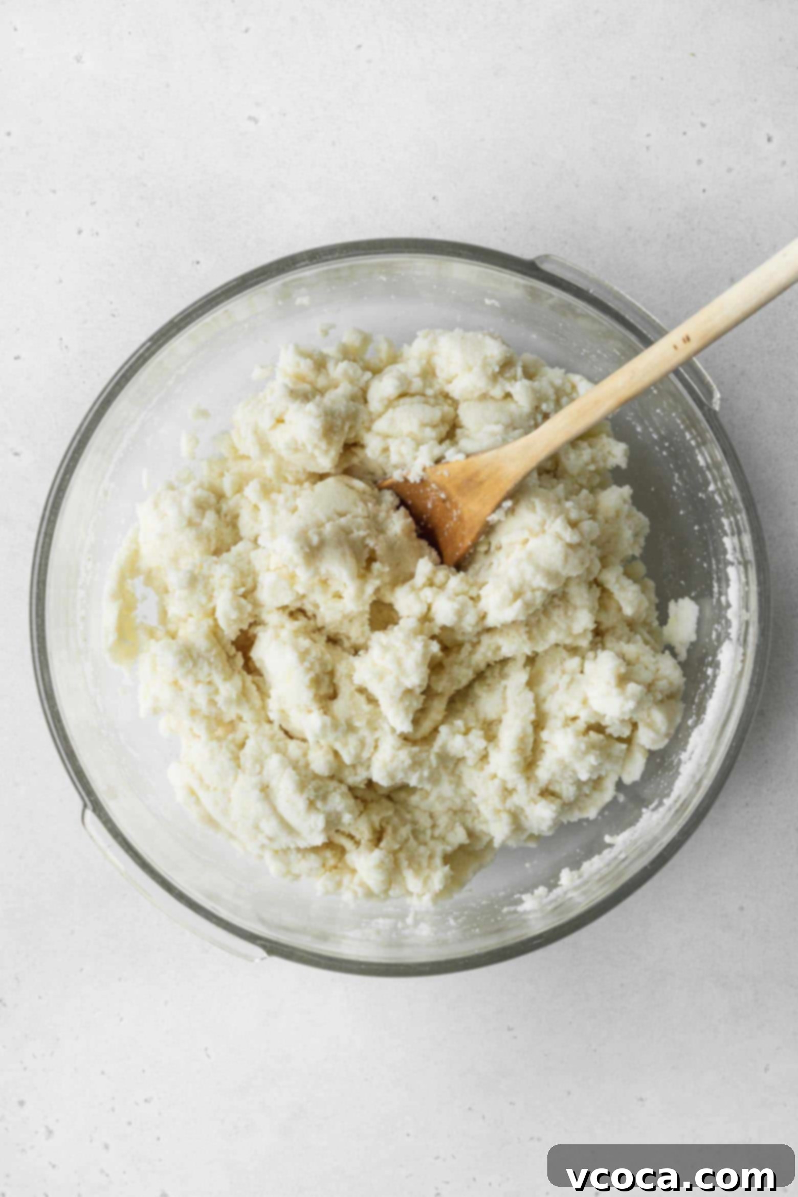 Reina Pepiada Venezuelan Arepas 6 Arepa dough in a bowl, showing the perfect consistency after resting