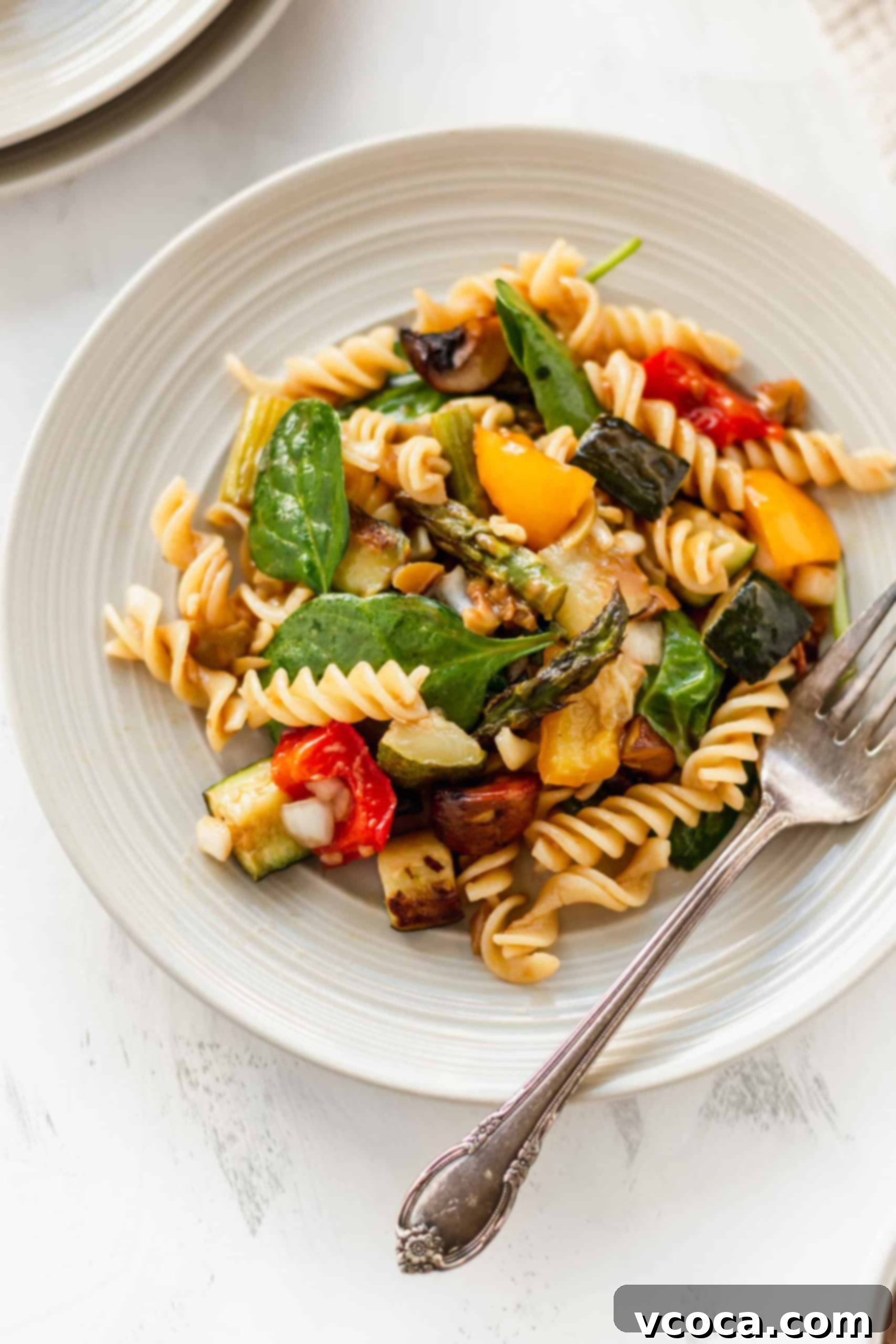 Plant-Based Pasta Salad 6 A plate of gluten-free pasta salad
