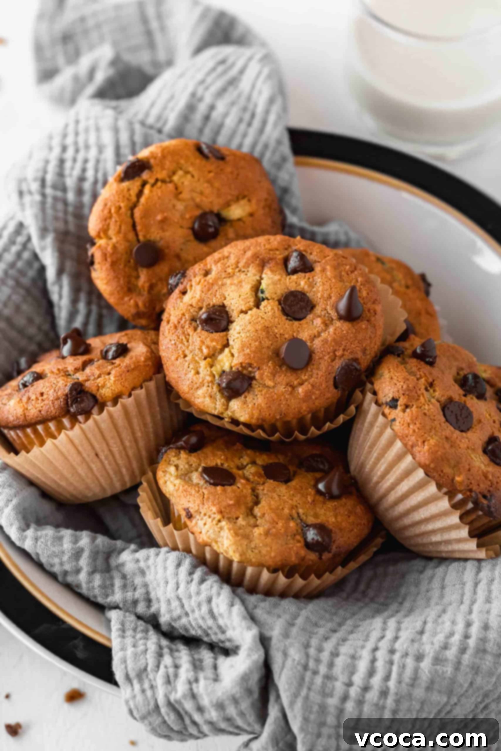 Healthy and Delicious Gluten-Free Zucchini Muffins 3 A second view of the delicious chocolate chip zucchini muffins
