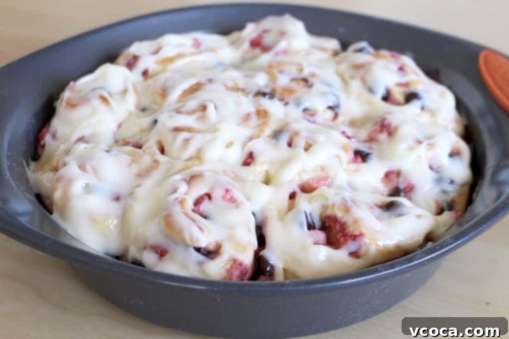 Decadent Strawberry Chocolate Rolls 8 Golden brown strawberry chocolate rolls fresh out of the oven
