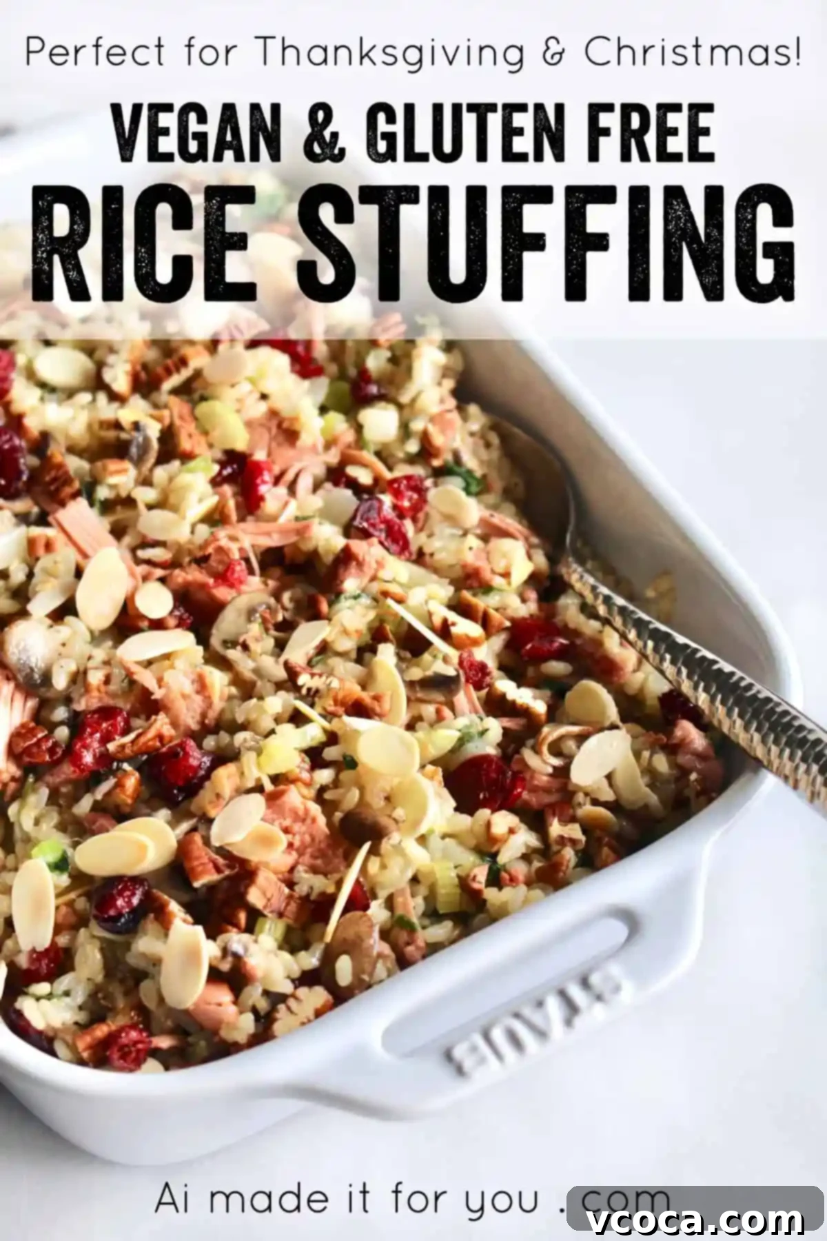 Effortless and Flavorful Vegan Gluten-Free Rice Stuffing 11 Another view of the ultimate vegan and gluten-free jackfruit rice stuffing, highlighting its vibrant colors and appealing texture, ideal for holiday entertaining.