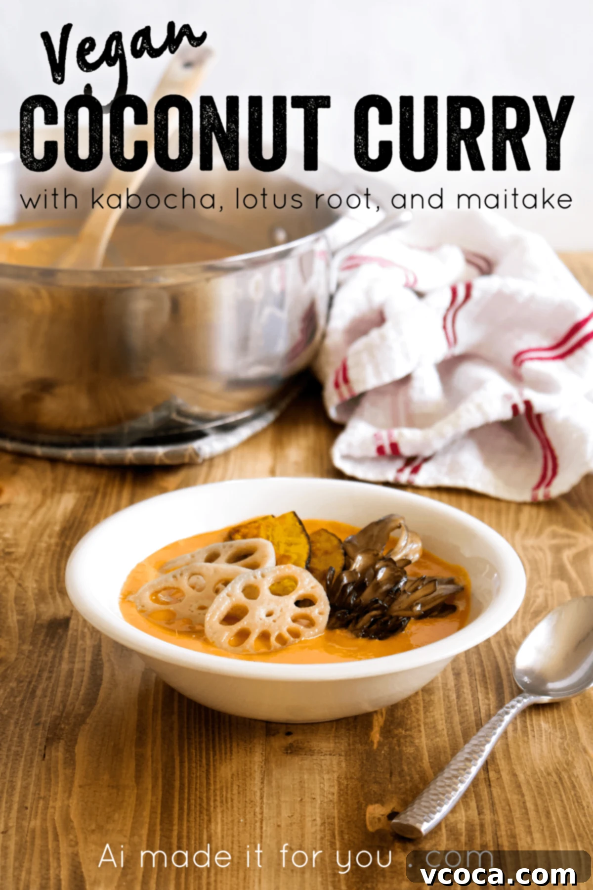 A beautifully presented bowl of creamy vegan coconut curry with fresh herbs, ideal for a wholesome and satisfying plant-based dinner.
