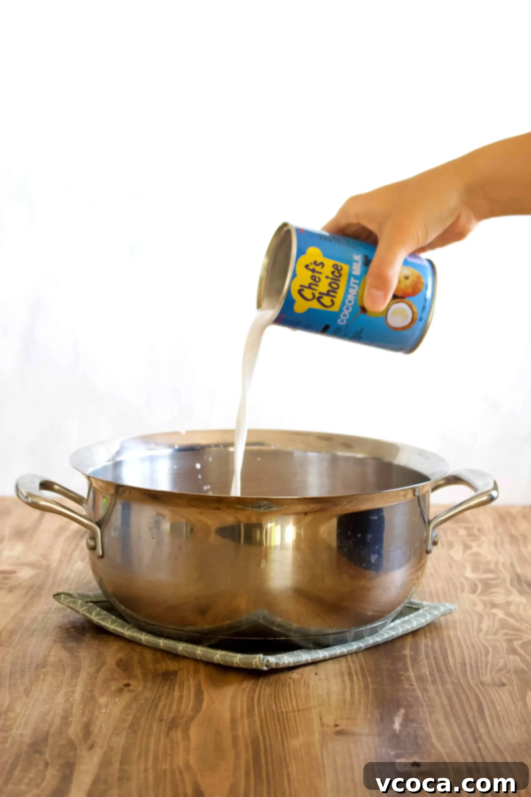 Chef's Choice coconut milk ensures a super creamy and rich base for this vegan curry, enhancing its authentic flavor.