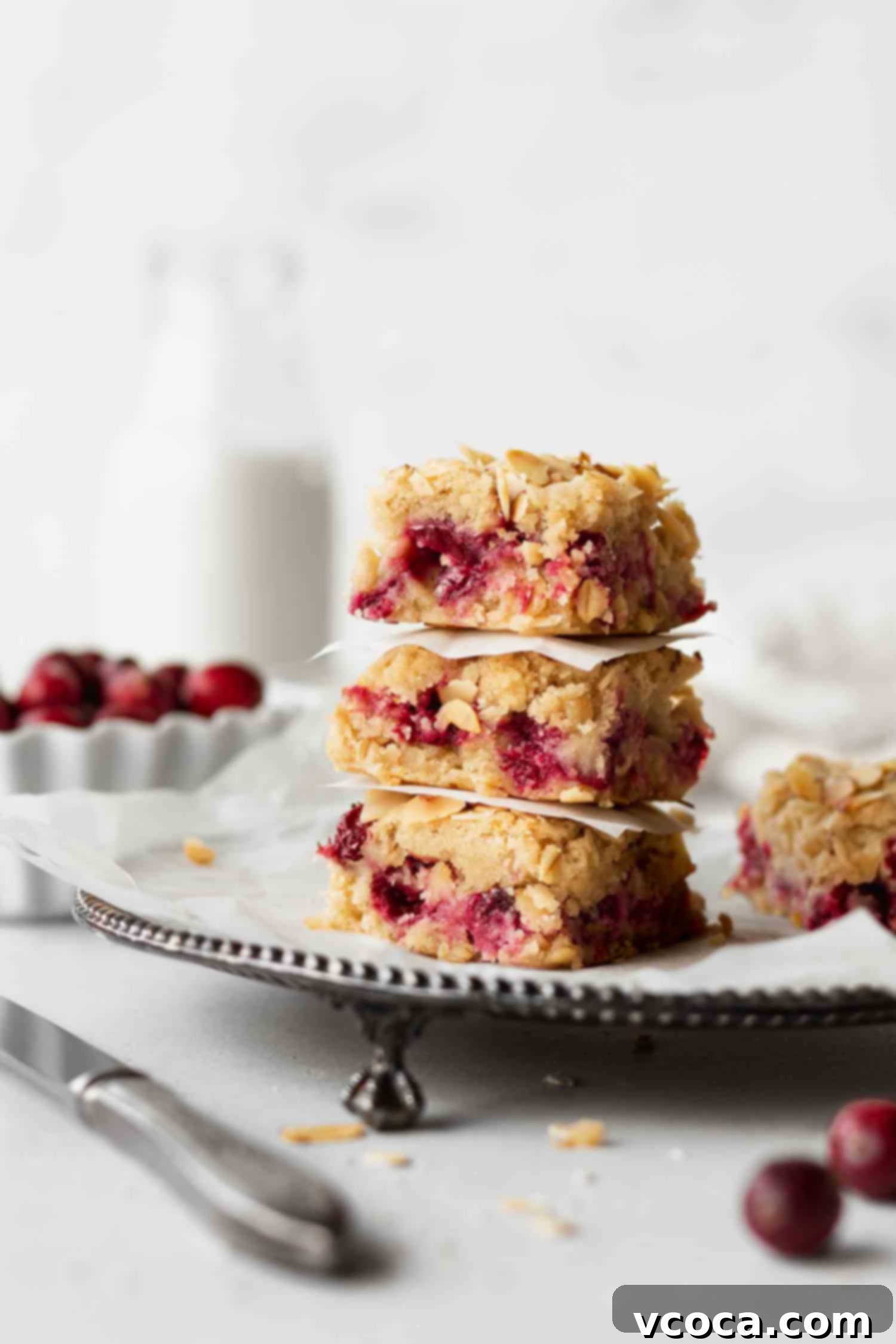 Gluten Free and Dairy Free Cranberry Oat Bars 6 A stack of gluten free and dairy free cranberry oat bars