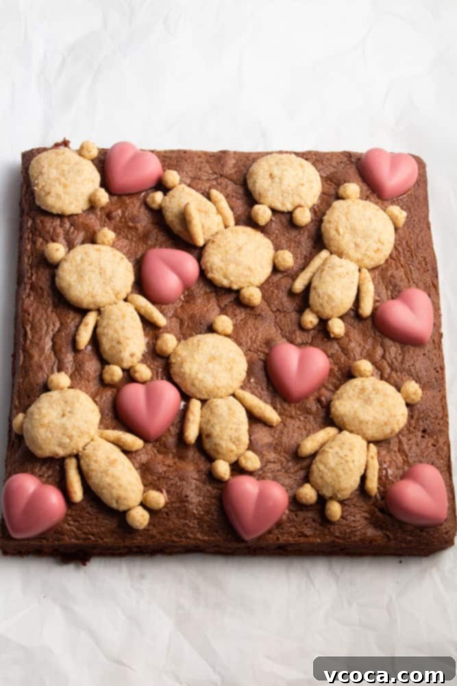 Sweetheart Teddy Bear Brownies 2 Two images showcasing the beautiful, rich cakey texture of the teddy bear brownies, ready for decoration. Perfect for Valentine's Day.