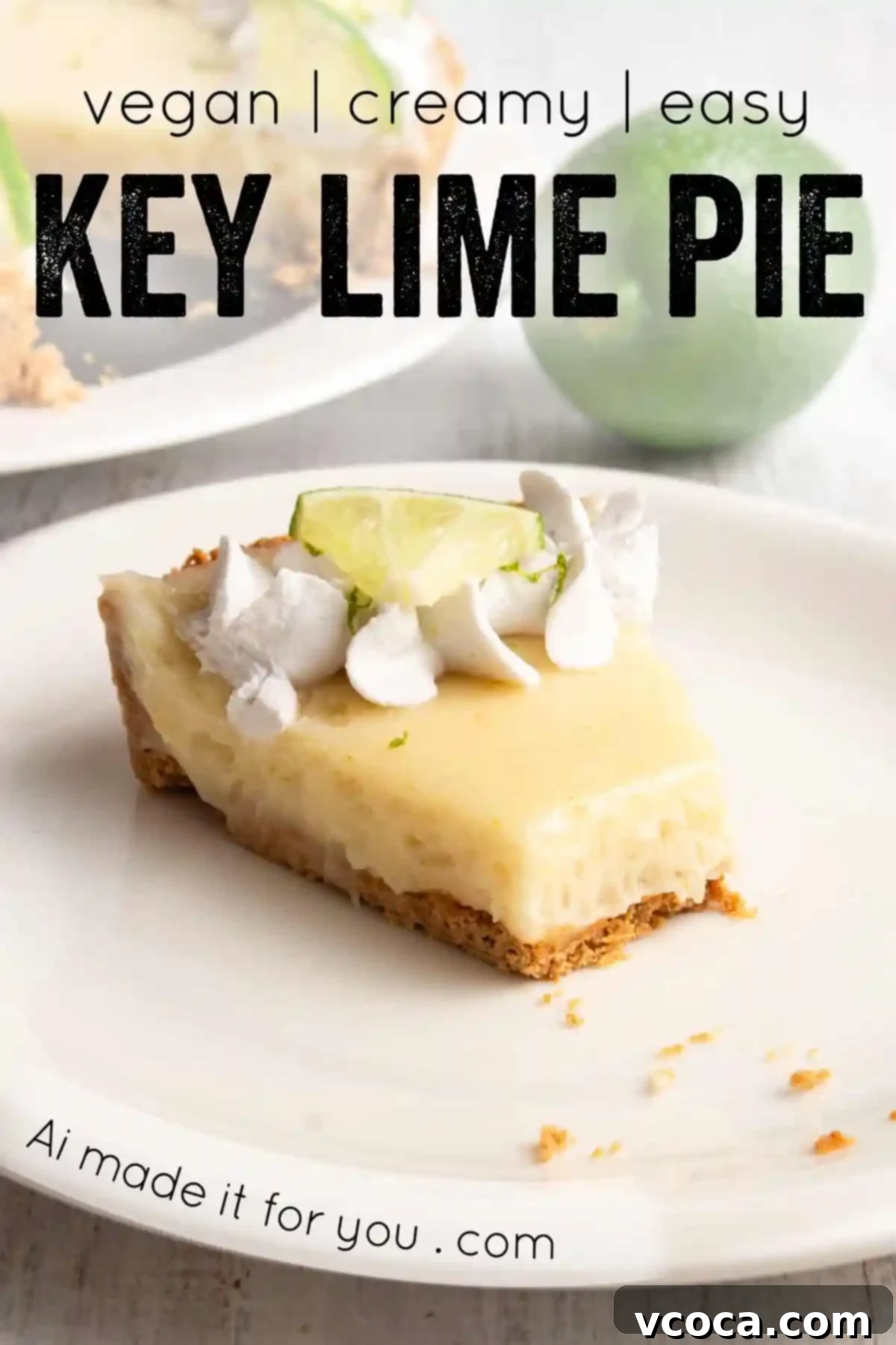 No-Bake Vegan Key Lime Bliss 13 Overhead view of a whole vegan key lime pie garnished with lime slices