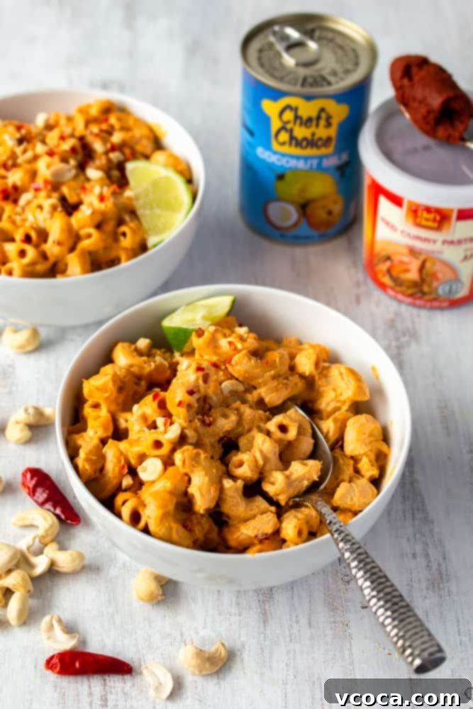 One Pot Vegan Red Curry Mac and Cheese 7 The vibrant, smooth vegan red curry cheese sauce blended to perfection in a high-powered blender, ready to be combined with the pasta.