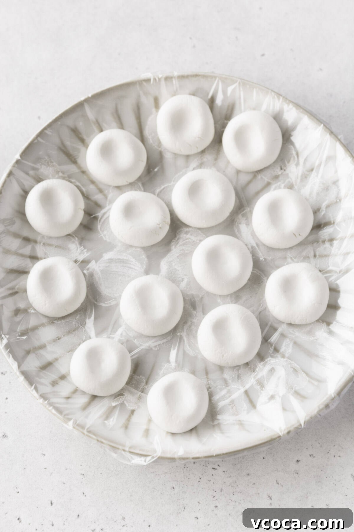 Pearl Rice Dumplings 11 Shiratama dango dough with finger imprints, ready to be boiled.