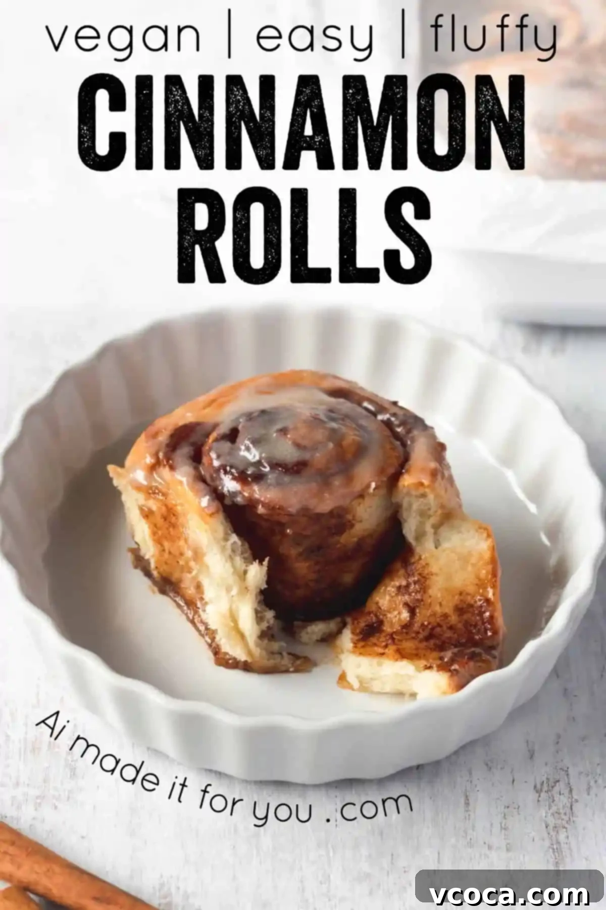 Pillowy Vegan Cinnamon Rolls with Dreamy Cashew Cream Frosting 11 Individual vegan cinnamon roll showing its perfect swirls and icing