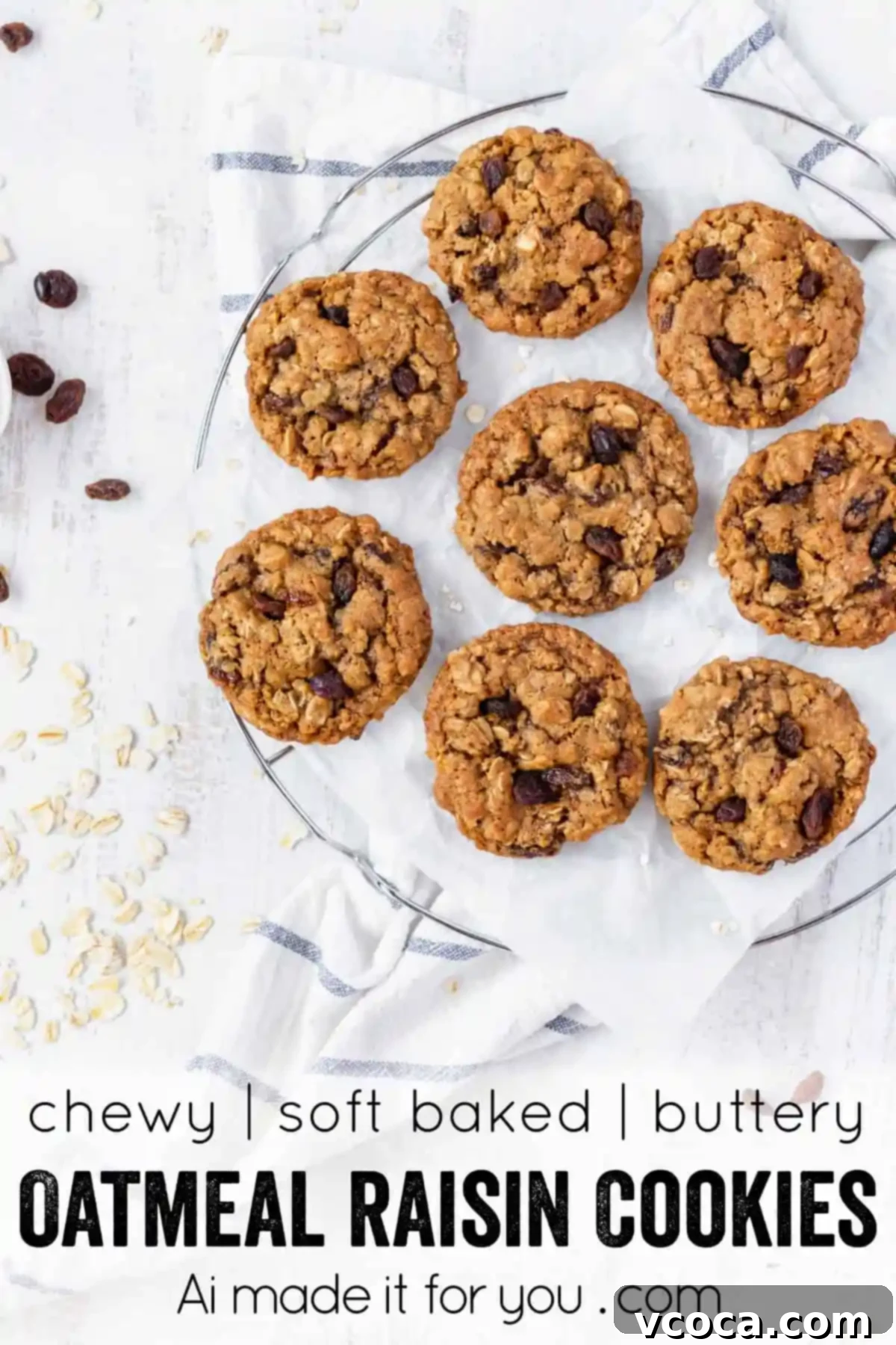 Chewy Brown Butter Oatmeal Raisin Cookies 12 These chewy oatmeal raisin cookies are irresistible! Browned butter, brown sugar, cinnamon, and nutmeg make these cookies soft and delicious! #oatmealcookies #oatmealraisin #cinnamon #nutmeg #rolledoats