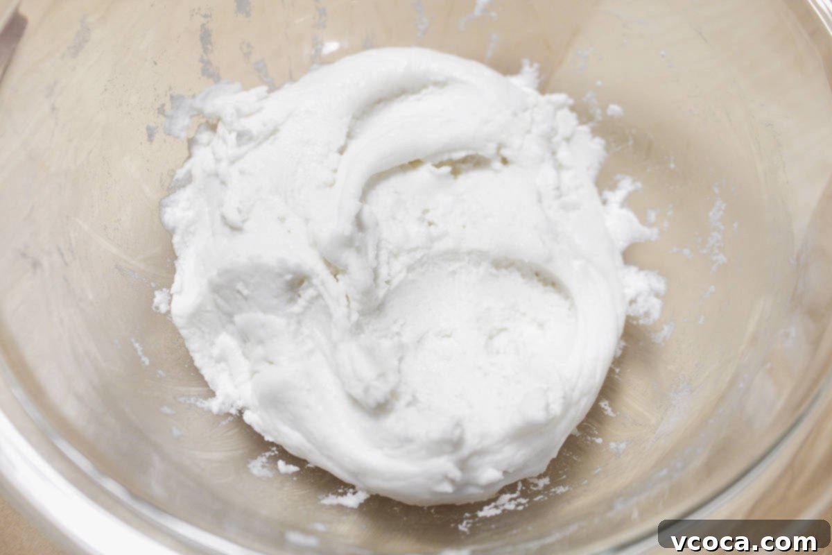 Mochi dough after kneading with water.