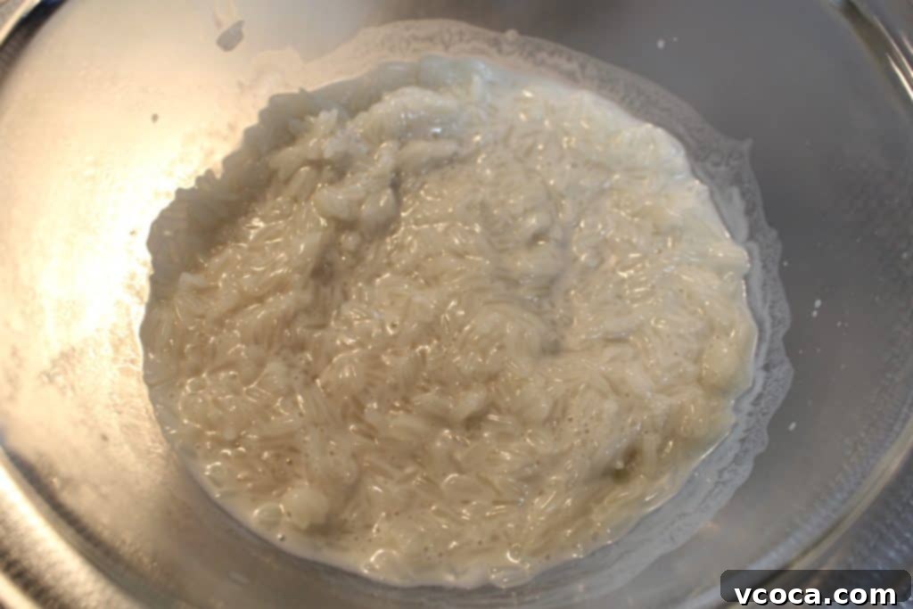 Mango Sticky Rice 8 Pouring coconut milk mixture over sticky rice