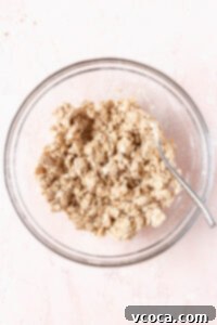 Gluten-free oatmeal crisp topping in a bowl.
