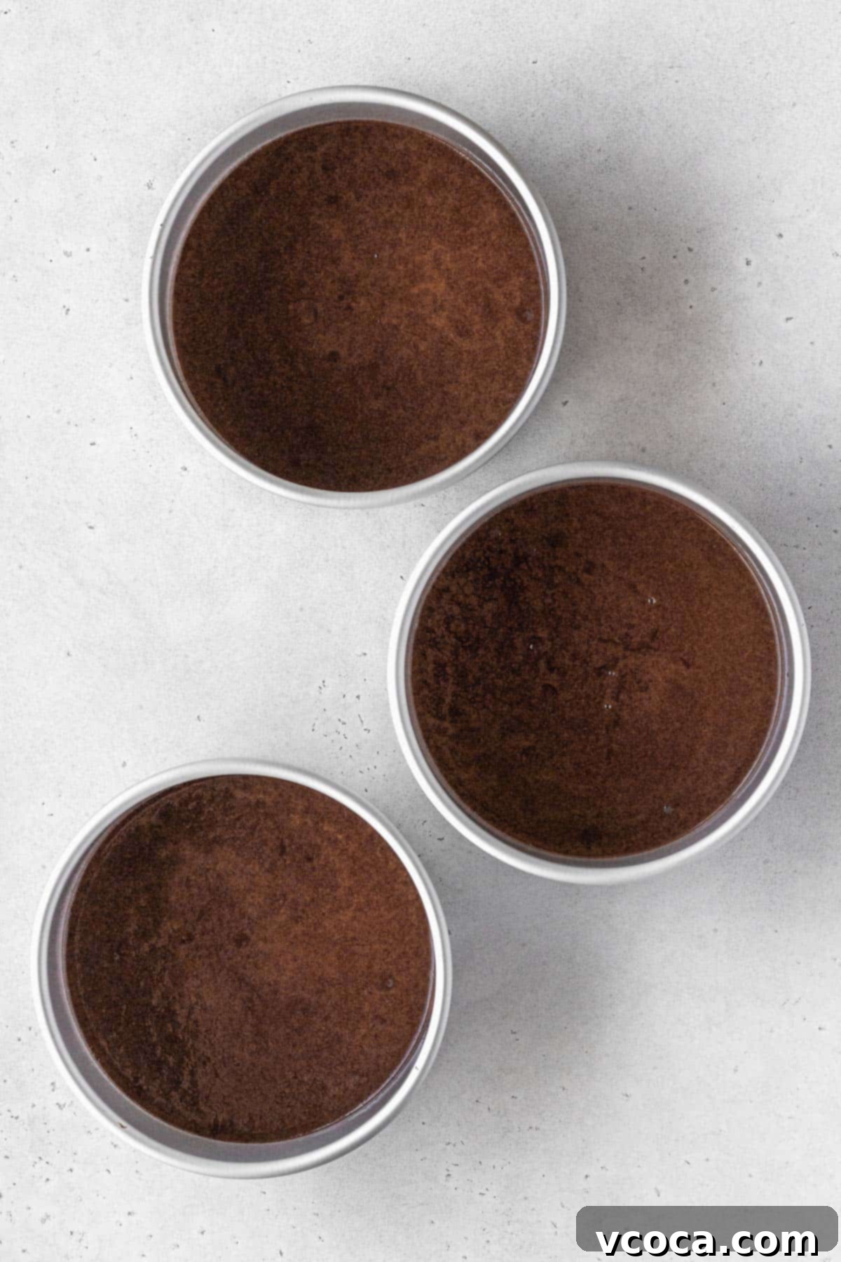 Decadent Gluten-Free German Chocolate Dream 9 German chocolate cake batter in three 6 inch round cake pans.