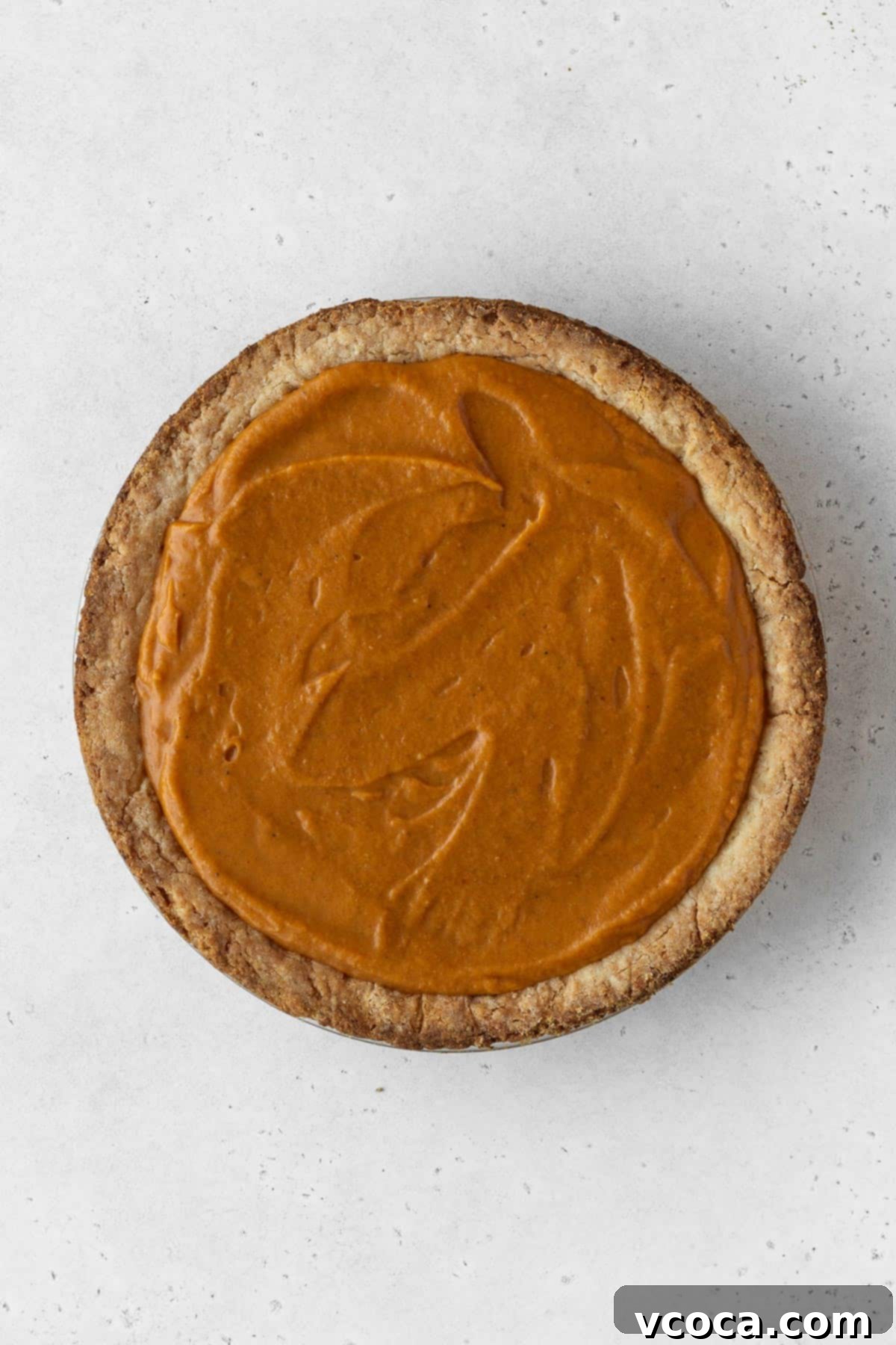 Wholesome Vegan Pumpkin Perfection 16 Dairy-free pumpkin pie before being baked.