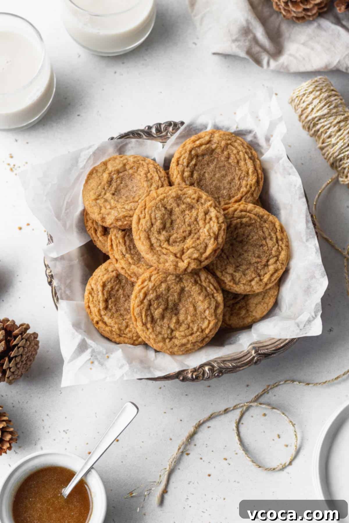 Heavenly Chewy Gluten-Free Ginger Cookies 4 A festive platter adorned with an array of gluten-free ginger cookies, ready to be served and enjoyed.