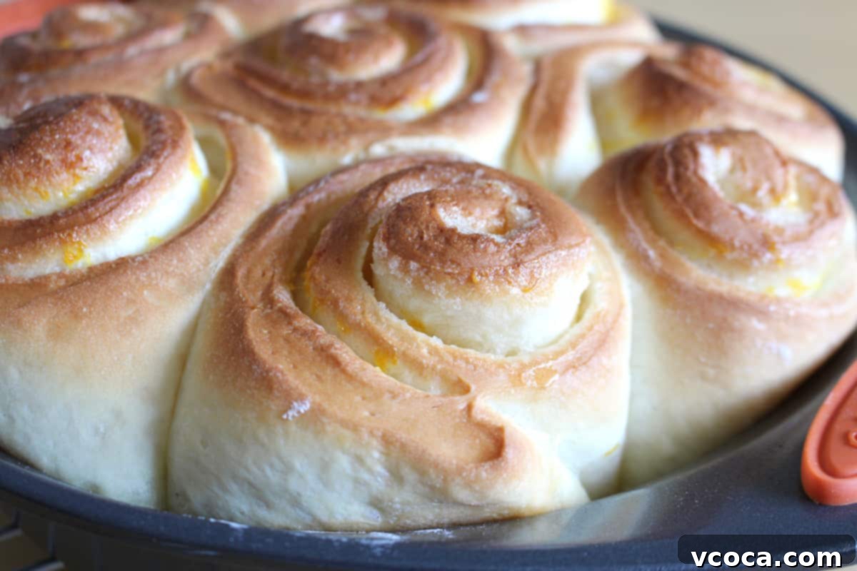 Zesty Lemon Rolls 6 Freshly baked lemon cinnamon rolls, golden and fragrant, straight from the oven.