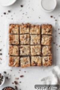 Vegan 7 layer bars cut into pieces.
