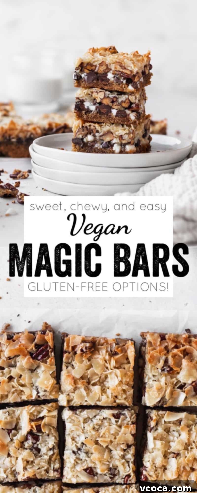 Magical Vegan Seven Layer Bars 30 Magic bars on parchment paper.